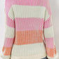 Colorblock Textured Knit Bubble Sleeve Sweater