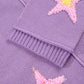 Brushed Star Graphic V Neck Drop Shoulder Oversize Sweater