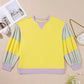 Striped Color Block Patchwork Crewneck Plus Size Pullover Sweatshirt