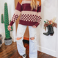 Block Knitted Drop Shoulder Sweater