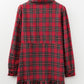 Plaid Shirt Collar Half Button Ruffle Hem Long Sleeve Mini Dress