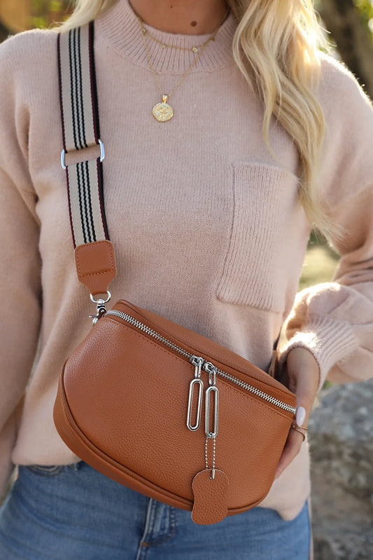 Zipper PU Leather Crossbody Bag