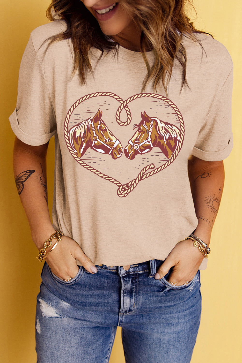 Rodeo Horse Graphic Western Cowgirl Fashion T Shirt