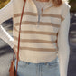 Ribbed Half Zip Collared Sweater Vest