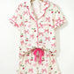 Floral Print Contrast Pipping Short Pajamas Set
