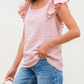 Pink Textured Bow Knot Frilled Butterfly Sleeve Blouse