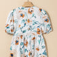 (Pre order 5.5)Floral Puff Sleeve Babydoll Blouse