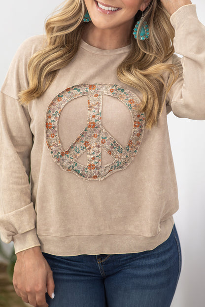 Plus Size Floral Peace Sign Sweatshirt