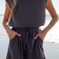 Open Back Cap Sleeve Drawstring Romper