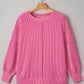 Spiral Ribbed Exposed Seam Detail Plus Size Long Sleeve Top