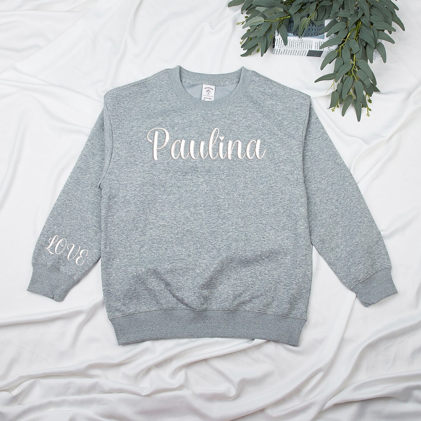 Custom Embroidered Text Crewneck Sweatshirt Round Neck Hoodie