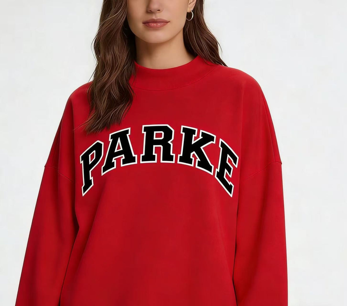 Red Varsity MockNeck Sweatshirt