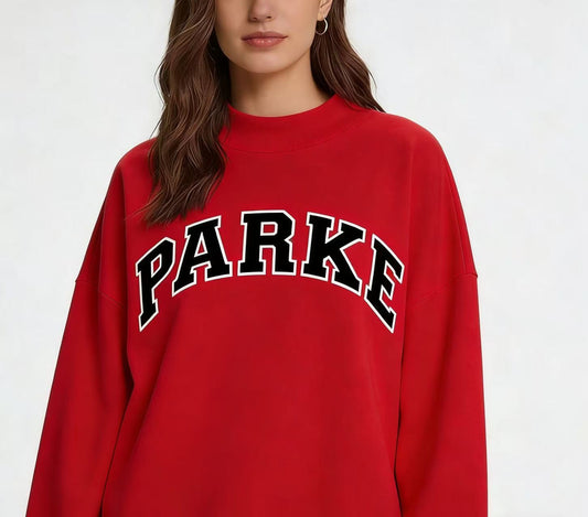 Red Varsity MockNeck Sweatshirt