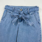 Western Washed Bow Knot Sash Wide Leg Jeans