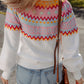 Ethnic Geometric Colorblock Print Drop Shoulder Sweater