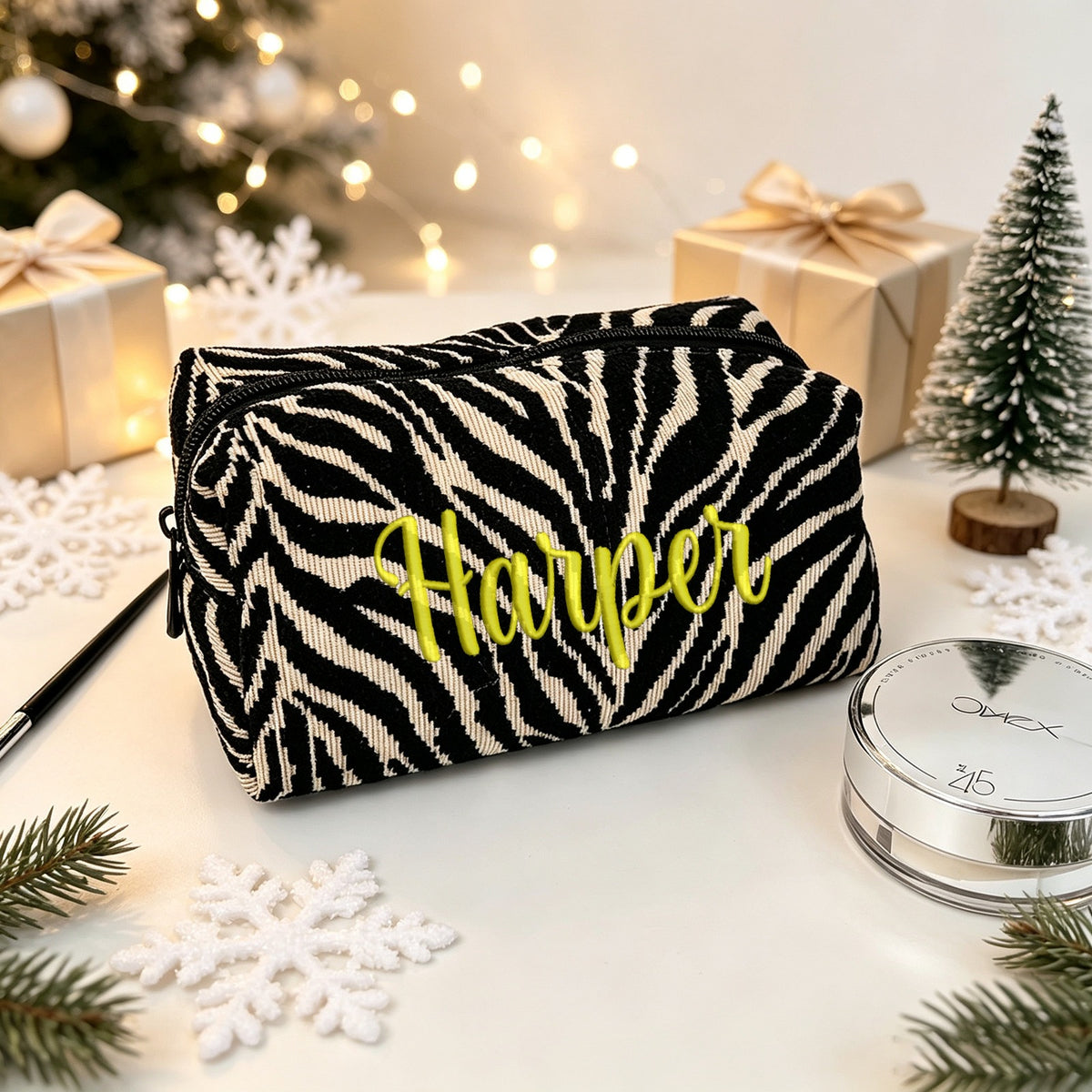 Custom Zebra Print Cosmetic Bag