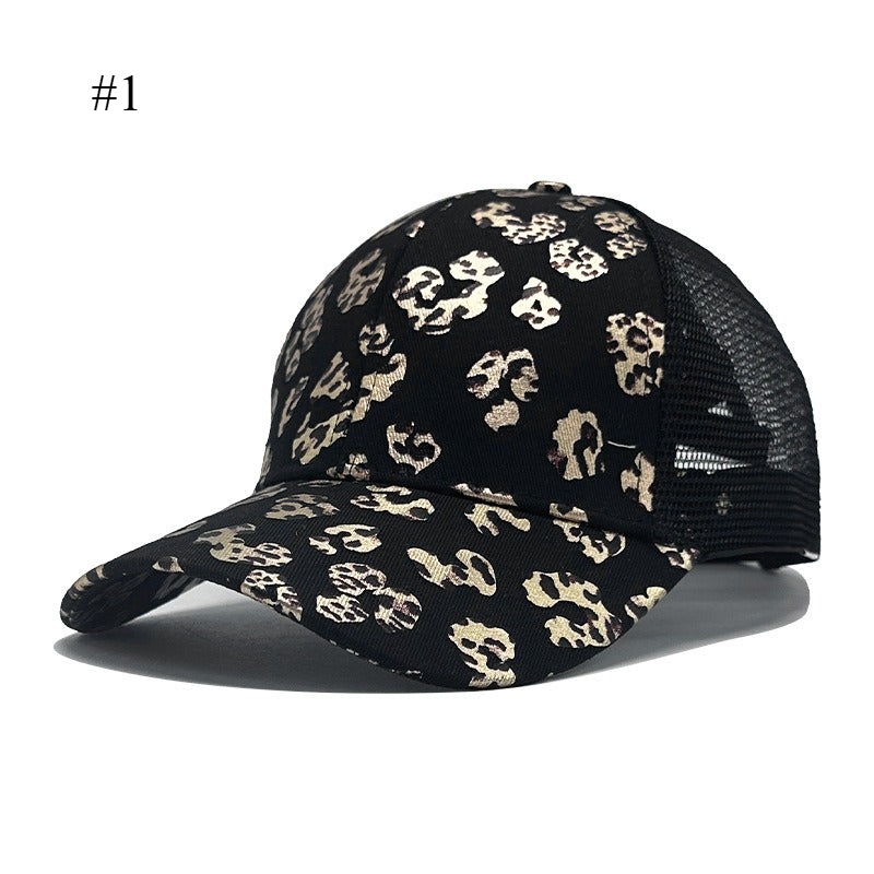 Leopard Print Women's Baseball Cap Mesh Hat