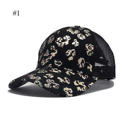 Leopard Print Women's Baseball Cap Mesh Hat