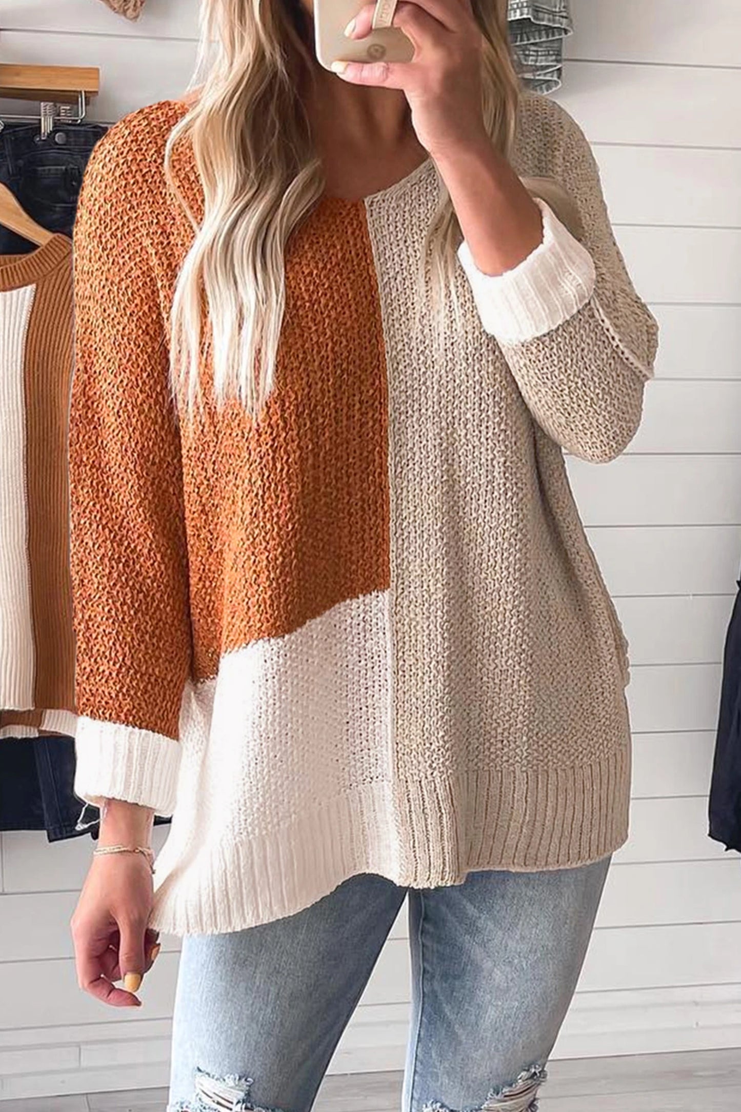 Knit V Neck Loose Sweater