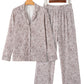 Leopard Print Long Sleeve and Pants Pajamas Set