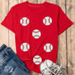 Glittering Rugby Pattern Crew Neck Game Day T Shirt