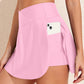 Solid Pocketed Crossover High Waist Swim Skort