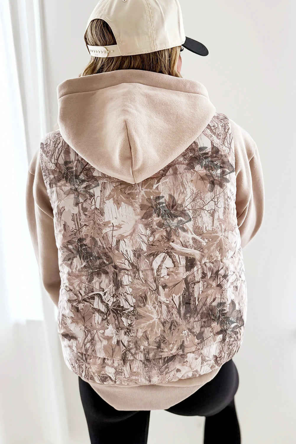 Leaf Print Winter Puffer Vest