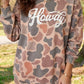 Multicolour Camo Print Howdy Western Style Baggy Pullover Sweatshirt