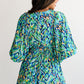 Abstract Print Puff Sleeve V Neck High Waist Romper