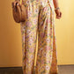 Yellow Floral Print High Slit Wide Leg Pants