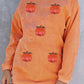 Sequin Pumpkin Patched Twisted Rib Baggy Sweatshirt