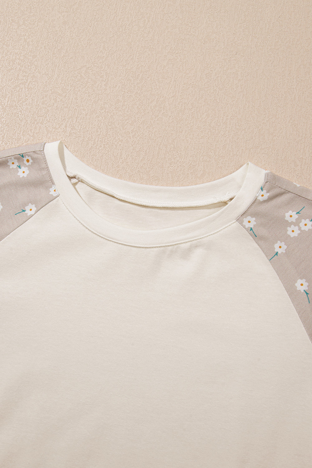 Floral Print Color Block Raglan Sleeve T Shirt