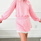 Peter Pan Lace Embellished Neck Collision Sweatshirt and Skirt Two Piece Set
