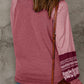 Contrast Print Striped Raglan Long Sleeve Loose Top