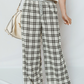 Plaid Wide Leg Casual Pants
