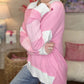 Contrasting Polo Collar Color Block Knit Drop Shoulder Sweater