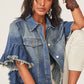 Raw Edge Ruffled Short Sleeve Denim Jacket