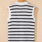 Stripe V Neck Gold Buttons Elegant Sweater Vest