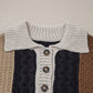 Knit Sleeve Buttons Collared Sweater