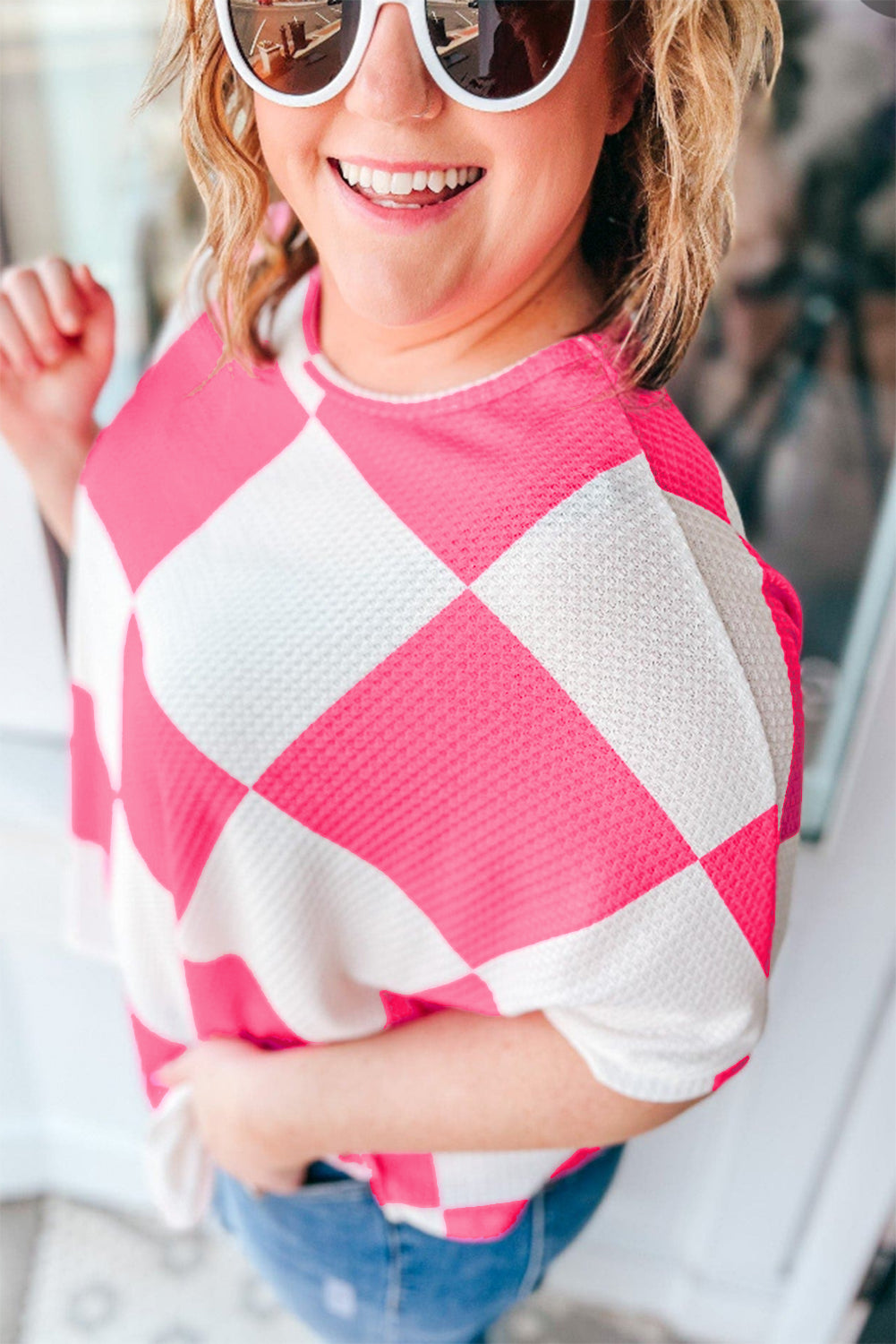 Plus Size Checkerboard T Shirt