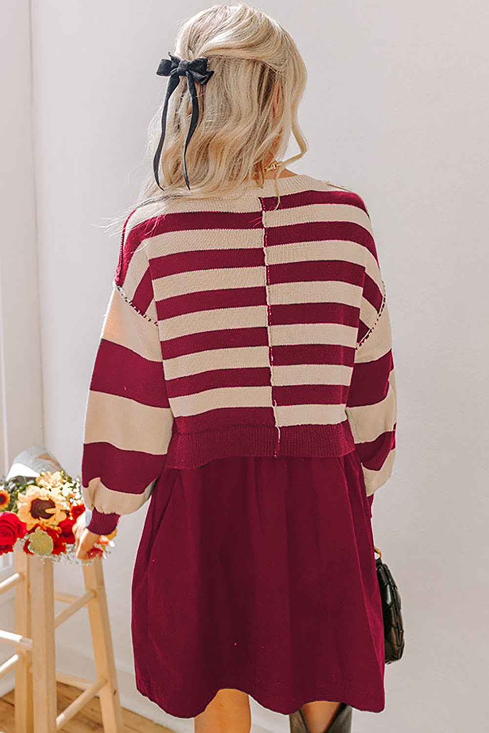 Two in One Knitted Top High Waist Splicing Hem Sweater Dress