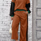 Block Pullover Loose Pant Set