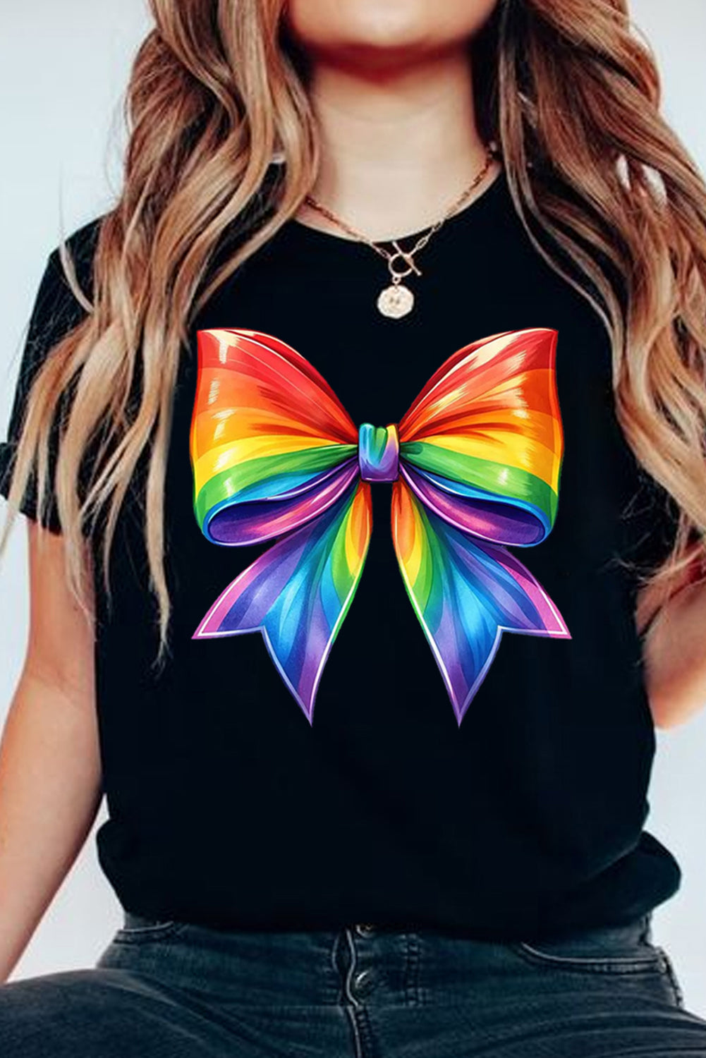 Pride Bow Graphic Round Neck T Shirt
