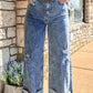 Mineral Wash Bottom Cuff Distressed Wide Leg Jeans