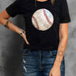 Heat Transfer Baseball Print Cotton Blend T Shirt