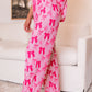 Bow Knot Print Lapel Collar Short Sleeve and Pants Pajamas Set
