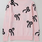 Bow Pattern Knitted Loose Fit Sweater
