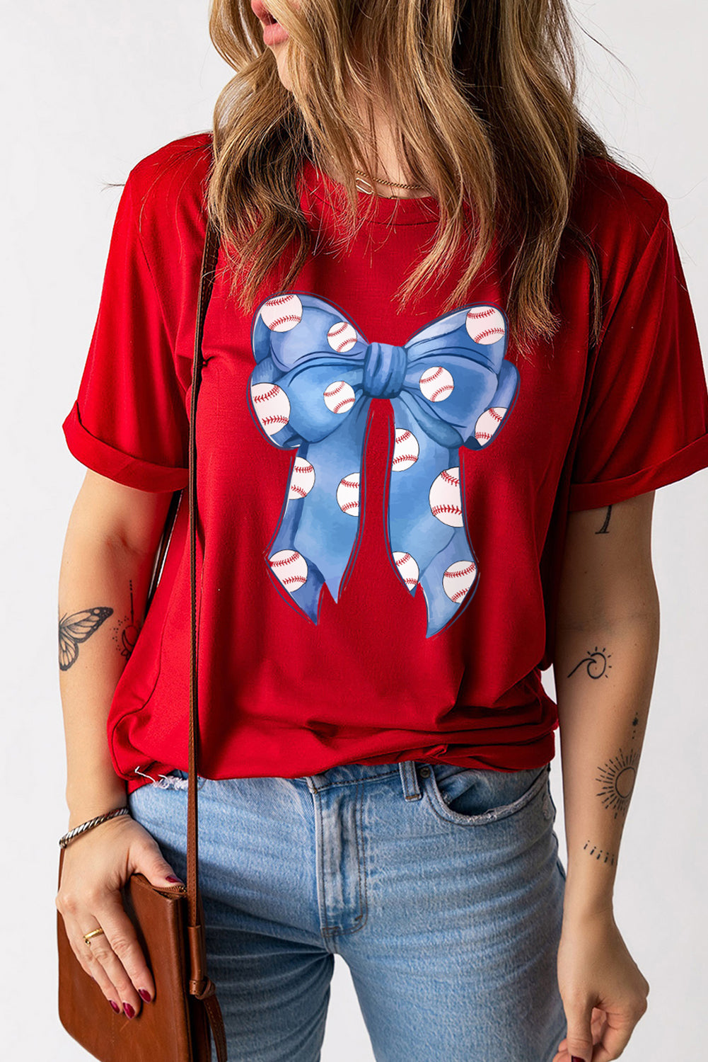 Rugby Bowknot Graphic Crew Neck Tee