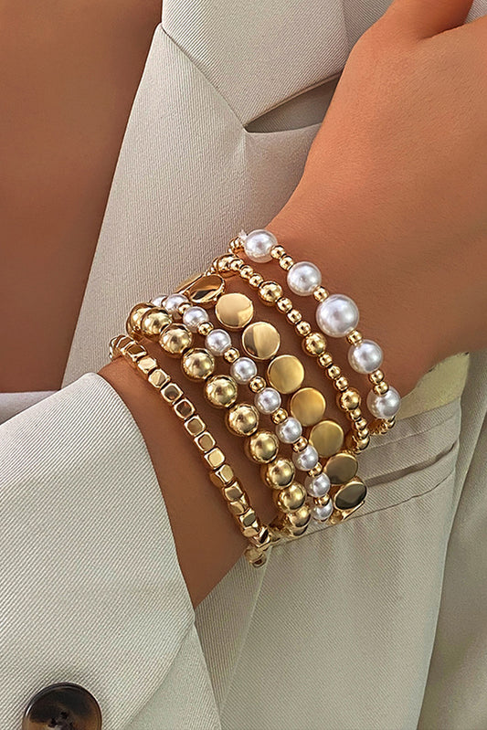 Minimalist Pearl Beaded Multi Layer Elastic Bracelets