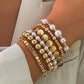 Pearl Beaded Multi Layer Elastic Bracelets